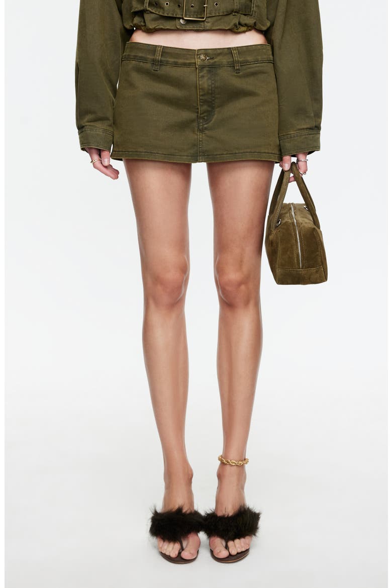 Rhode Low Rise Denim Miniskort, Main, color, KHAKI