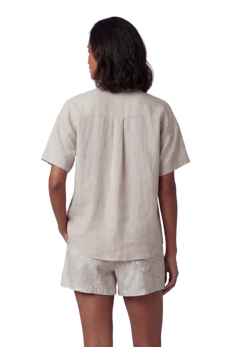 Womens Short Sleeve Linen Shirt, Alternate, color, NATURAL