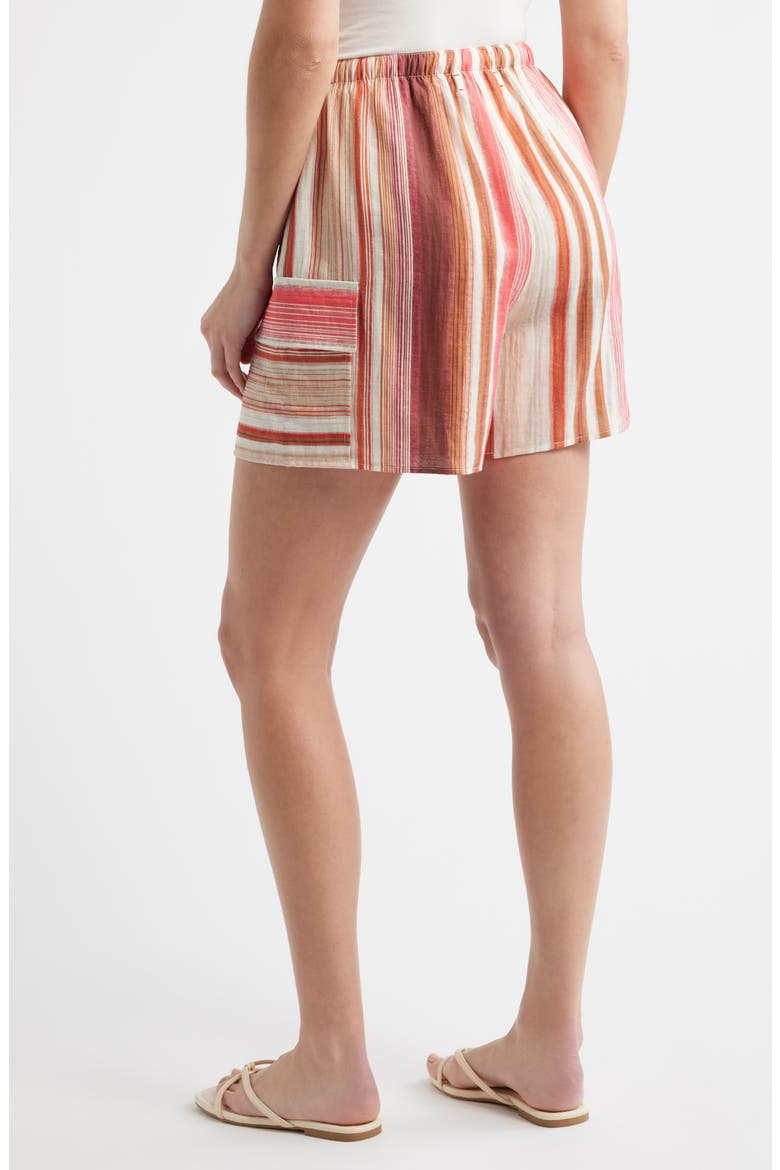 Stripe Bermuda Drawstring Shorts, Alternate, color, RED MULTI