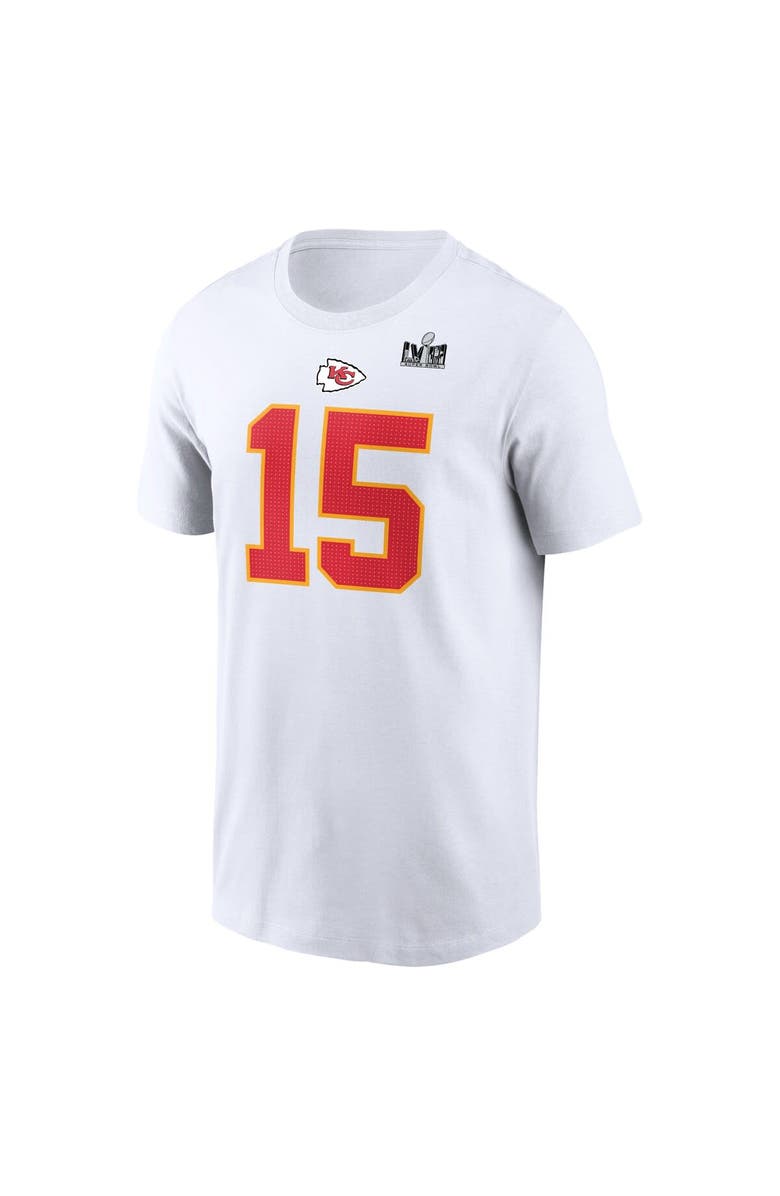 Nike Men's Nike Patrick Mahomes White Kansas City Chiefs Super Bowl LVIII Patch Player Name & Number T-Shirt, Alternate, color,