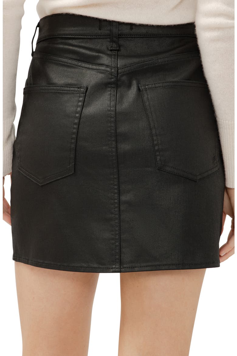 Coated Denim Miniskirt, Alternate, color, BLACK