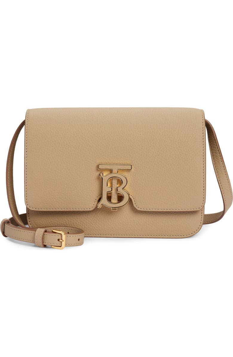 Burberry Small TB Monogram Topstitch Grainy Leather Shoulder Bag, Main, color,