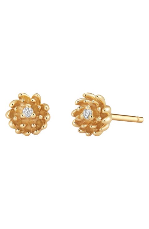 CZ Birth Flower Stud Earrings