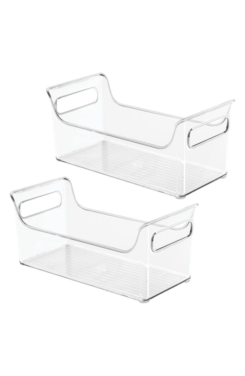 iDesign Plastic Condiment Organizer with Handles, Set of 2, Clear, Made in USA, Main, color, Clear