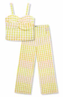 Truce Kids' Gingham Tank Top & Flare Pants Set
