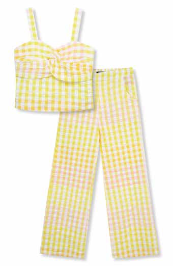 Truce Kids' Gingham Tank Top & Flare Pants Set