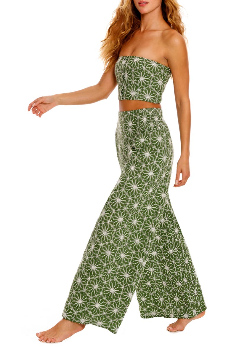 Liria Vessel Embroidered Strapless Cover-Up Crop Top, Alternate, color, WHITE MULTICOLOR