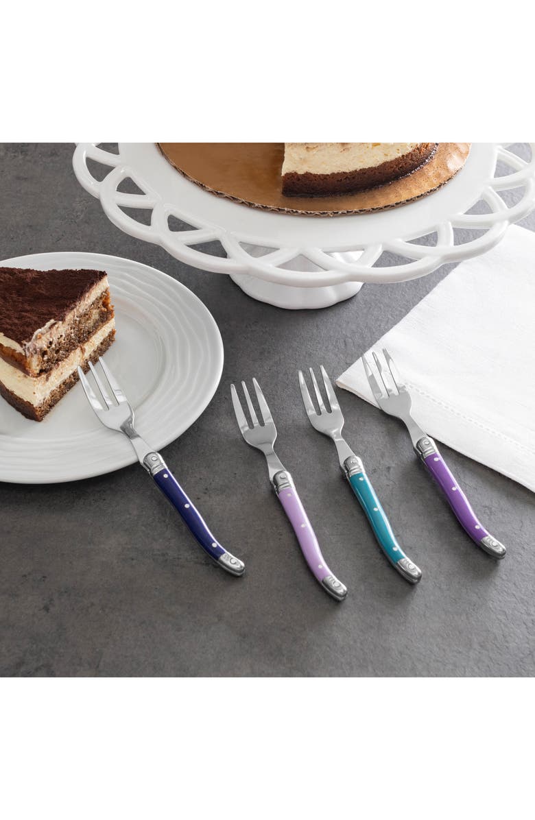 FRENCH HOME Laguiole 4-Piece Cake Fork Set, Alternate, color, Plum Rose
