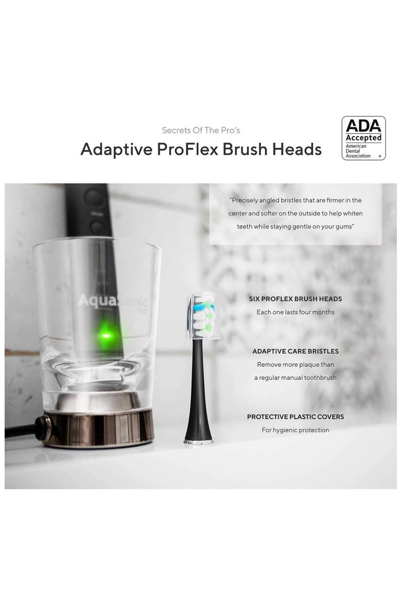 Black Series+ - Ultra Whitening 40,000 VPM Rechargeable Electric Toothbrush - ADA Accepted - Wireless Charging Glass - 6 Proflex Brush Heads & Travel Case – 4 Modes & Smart Timer -Sonic, Alternate, color, NO COLOR