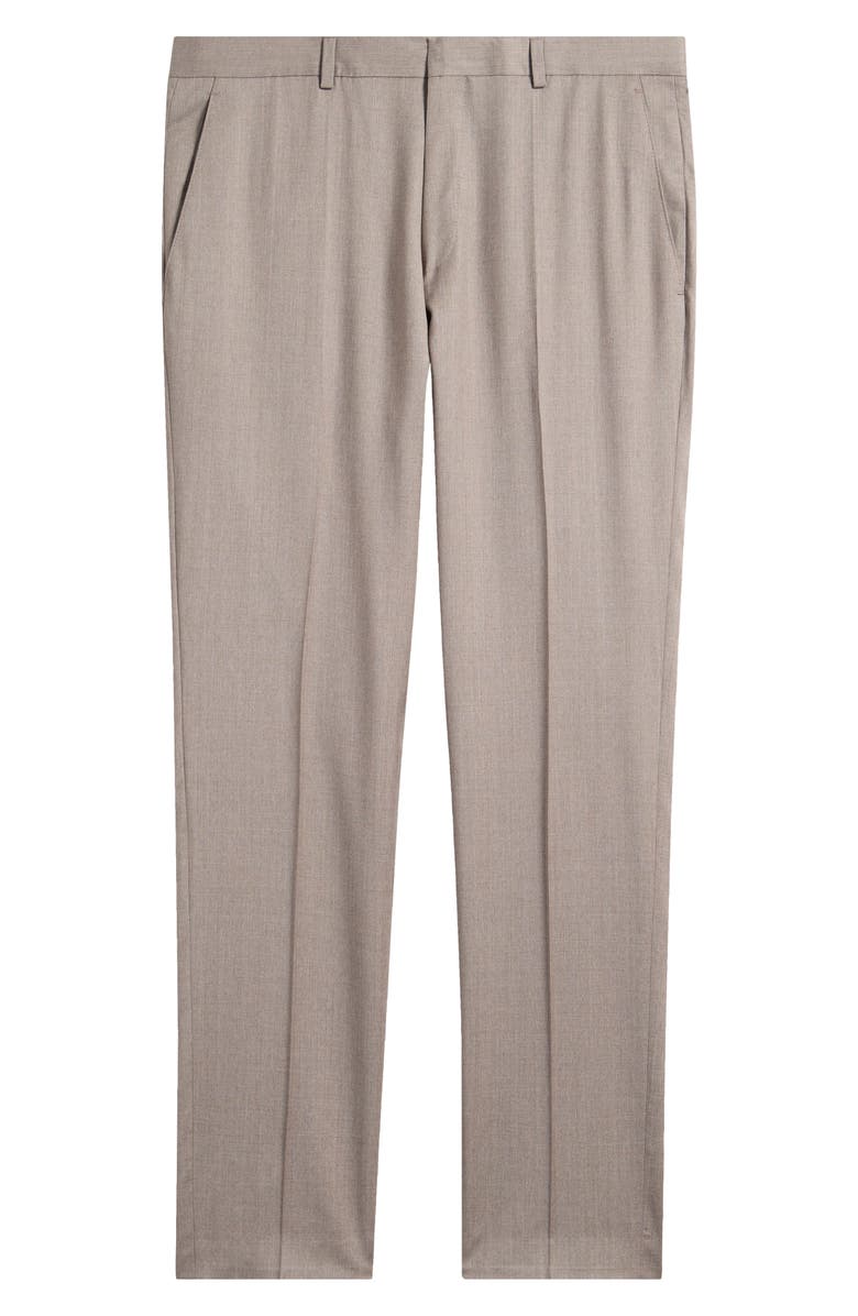 BOSS Genius Slim Fit Flat Front Wool Dress Pants, Alternate, color, Medium Beige