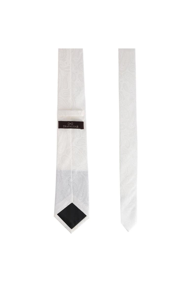 Banbury Tone on Tone Paisley Silk Necktie, Alternate, color, White