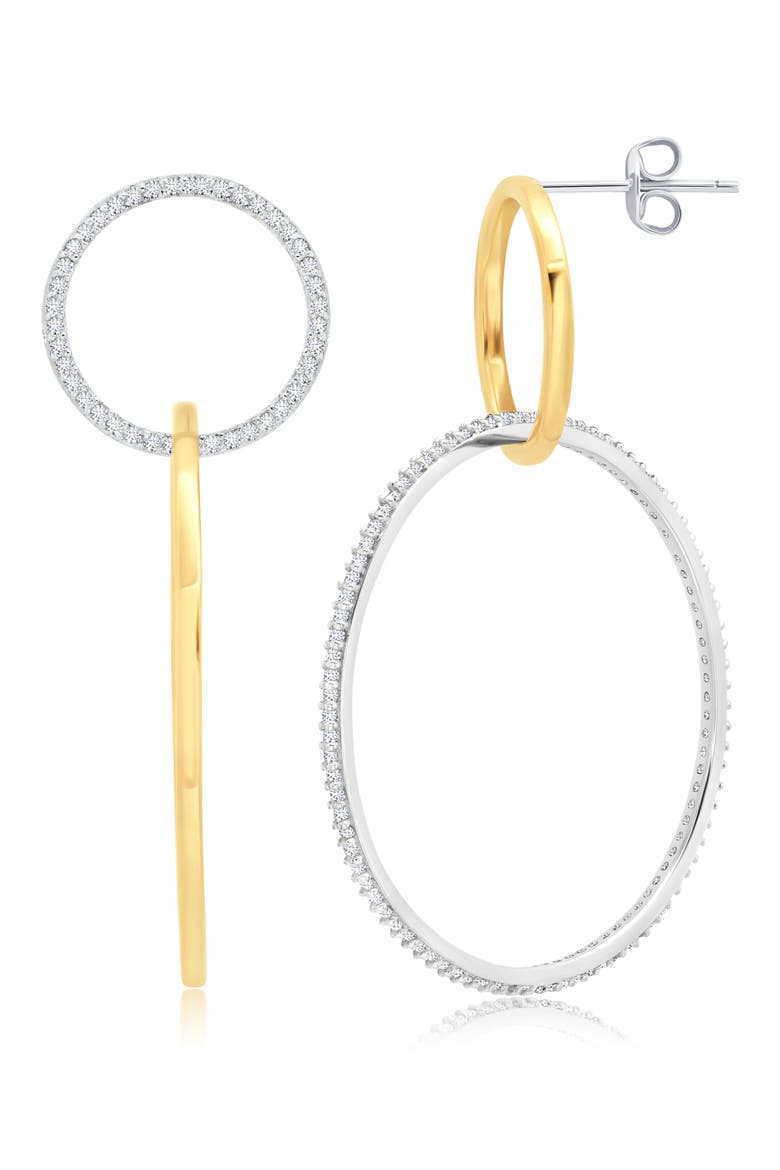 Cubic Zirconia Pavé Drop Earrings, Main, color, PLATINUM