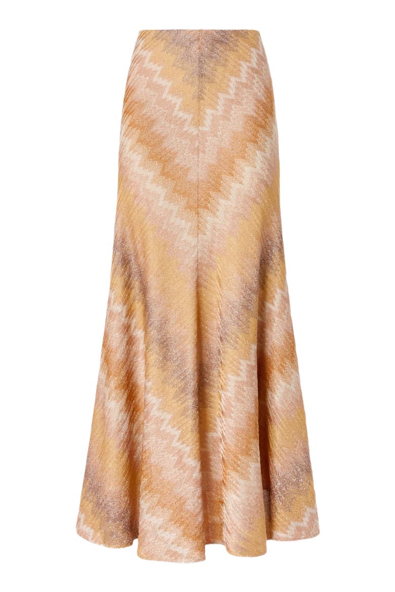 Long Skirt In Viscose Lamé Snake Motif, Alternate, color, Gold Multicoloured