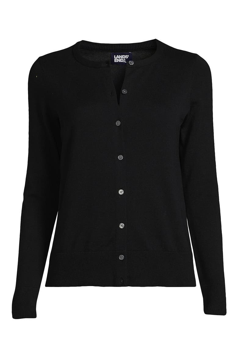 Fine Gauge Cotton Cardigan Sweater, Alternate, color, Black