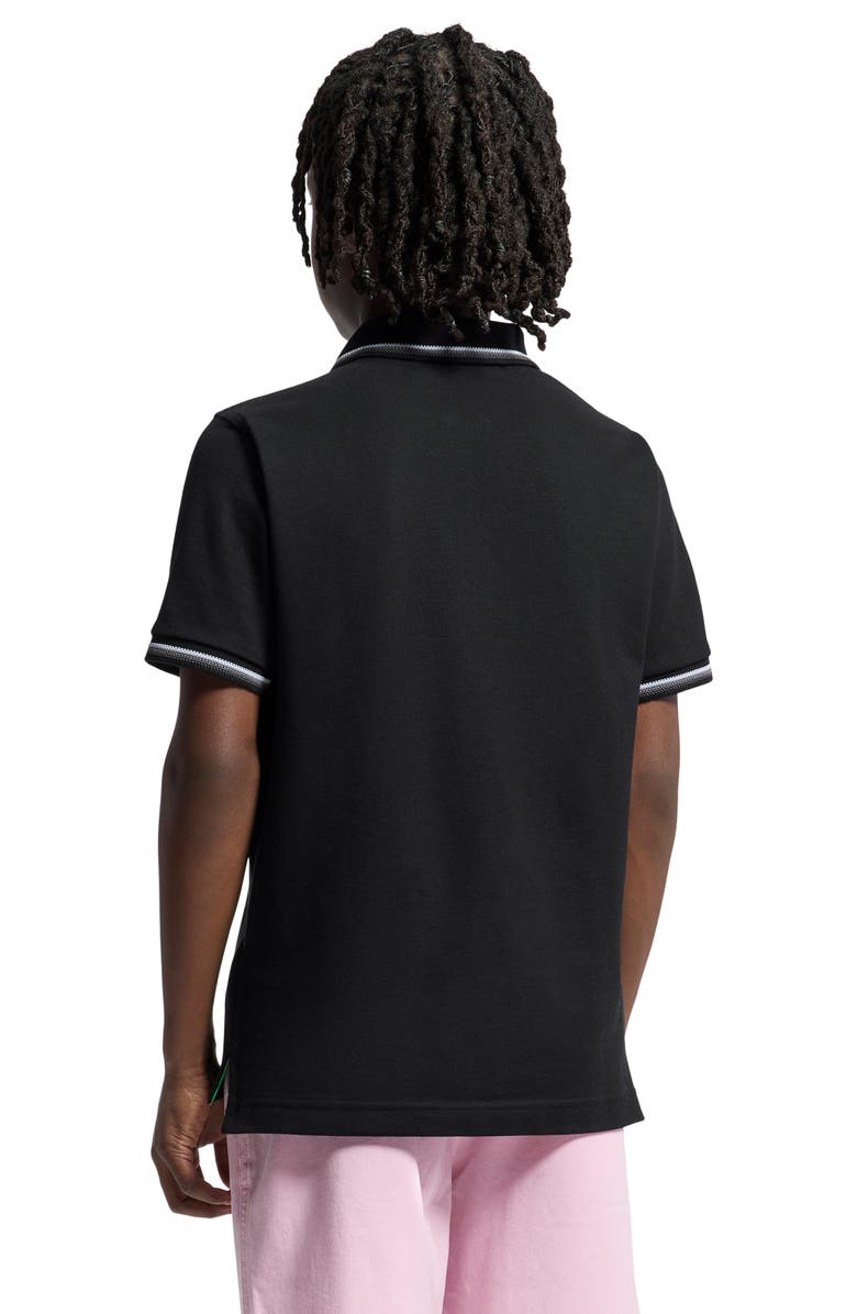 Psycho Bunny Kids' Baxter Tipped Pima Cotton Piqué Polo, Alternate, color, 001 Black