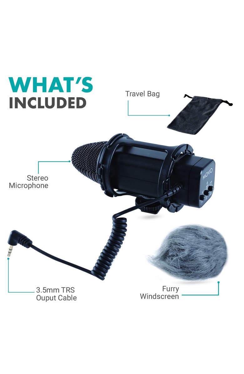 MOVO VXR300 X/Y Stereo Condenser Video Microphone Compatible with DSLR Cameras & Camcorders, Alternate, color, Black