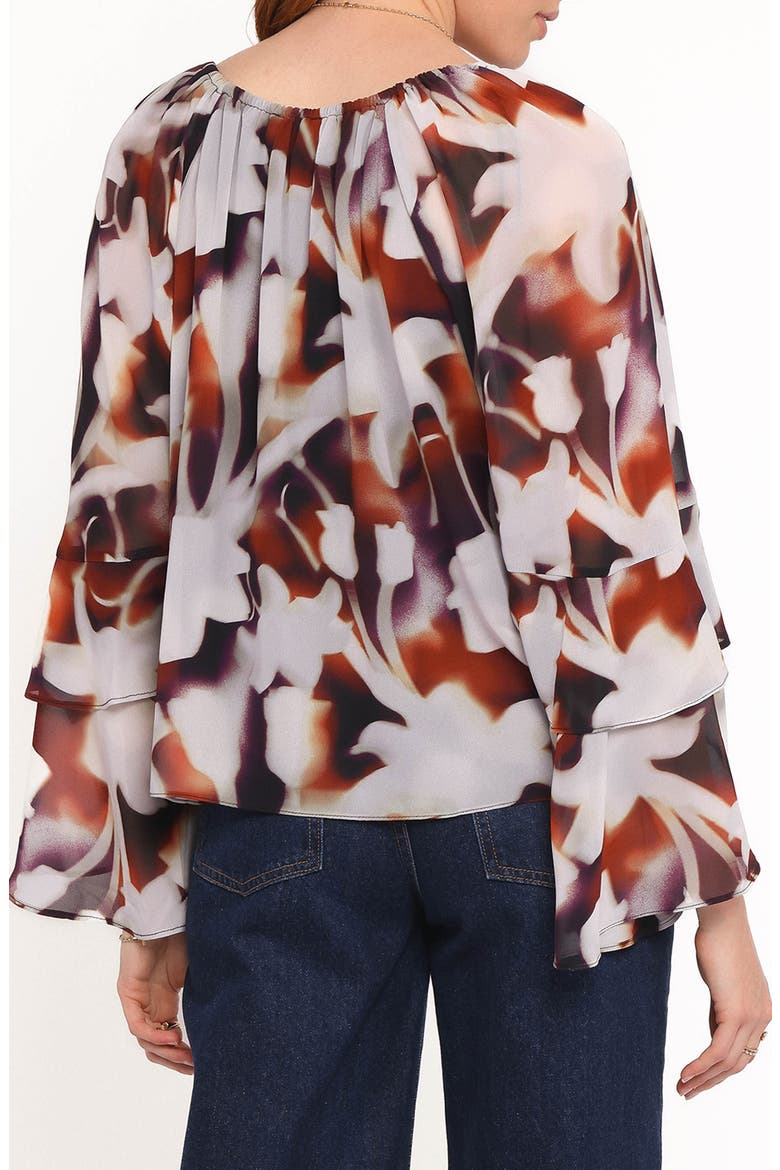 Elinor Print Ruffle Sleeve Top, Alternate, color, BLURRED FLORAL