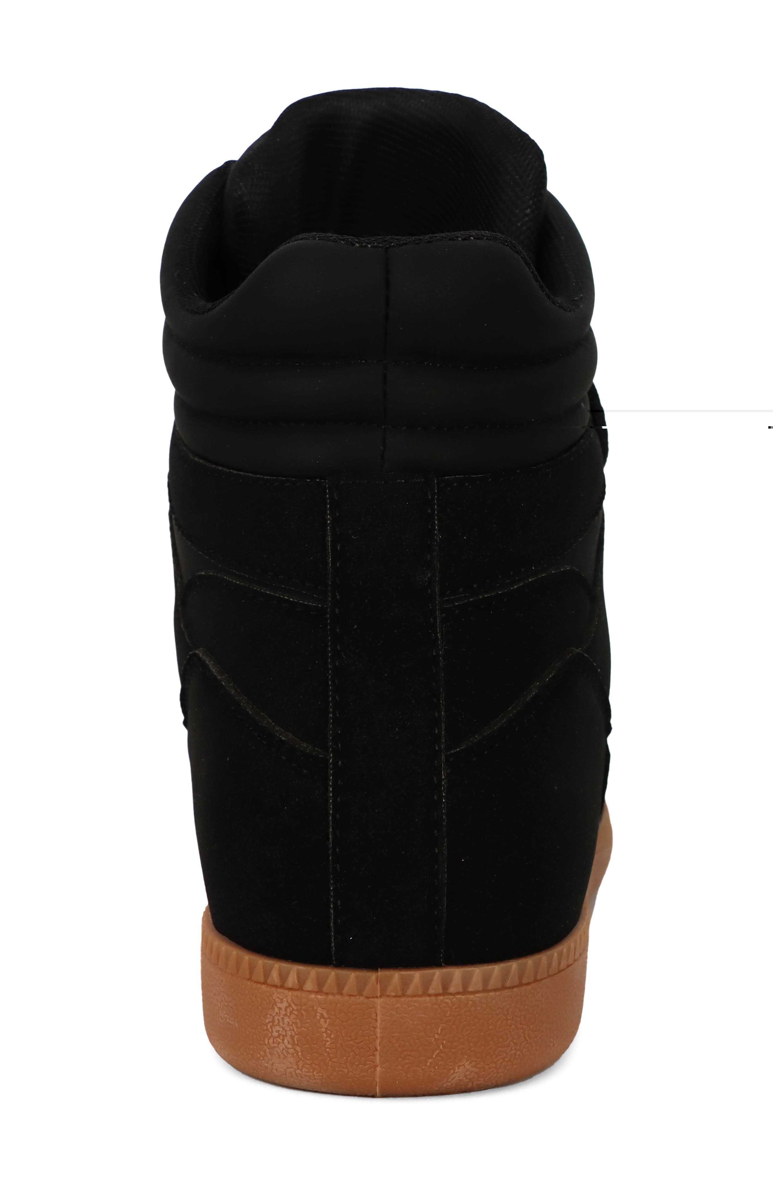 Jagger Faux Leather Wedge Sneaker, Alternate, color, BLACK