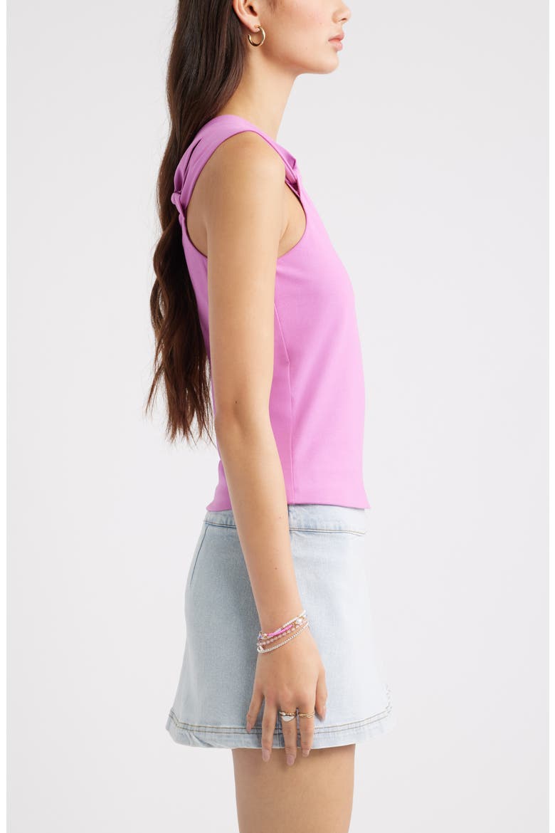 Stretch Cotton One-Shoulder Tank, Alternate, color, PINK CROCUS