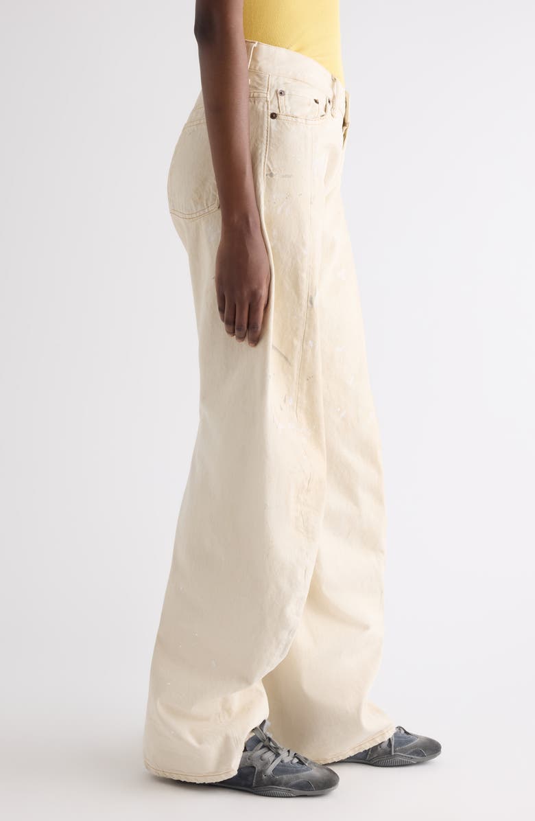 Acne Studios 2023 Paint Splatter Loose Fit Jeans, Alternate, color, White