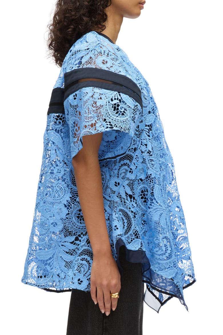 Corded Lace Short Sleeve Top, Alternate, color, CADET BLUE MULTI