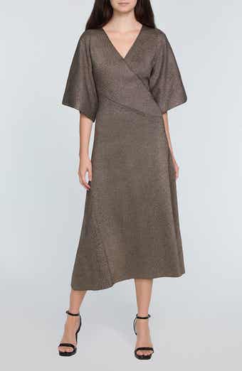 Elie Tahari The Everly Metallic Midi Sweater Dress