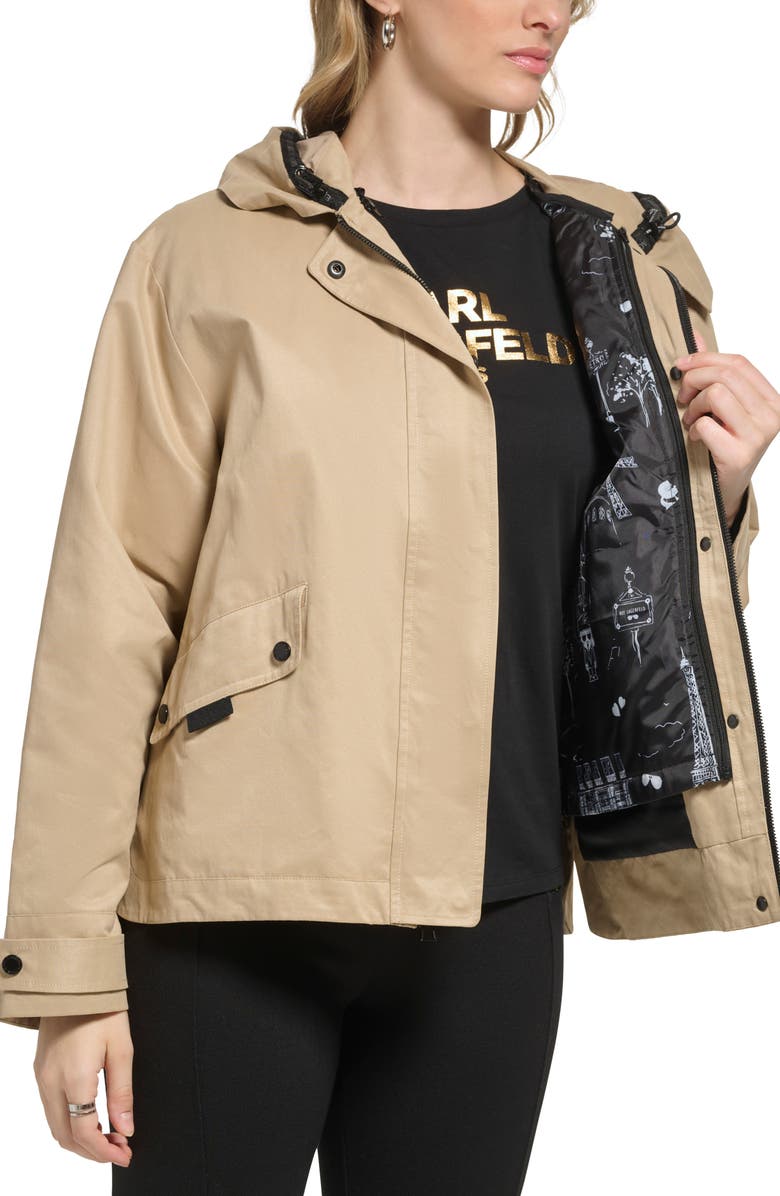 KARL LAGERFELD PARIS Short Topper Jacket with Removable Lining, Alternate, color, Khaki