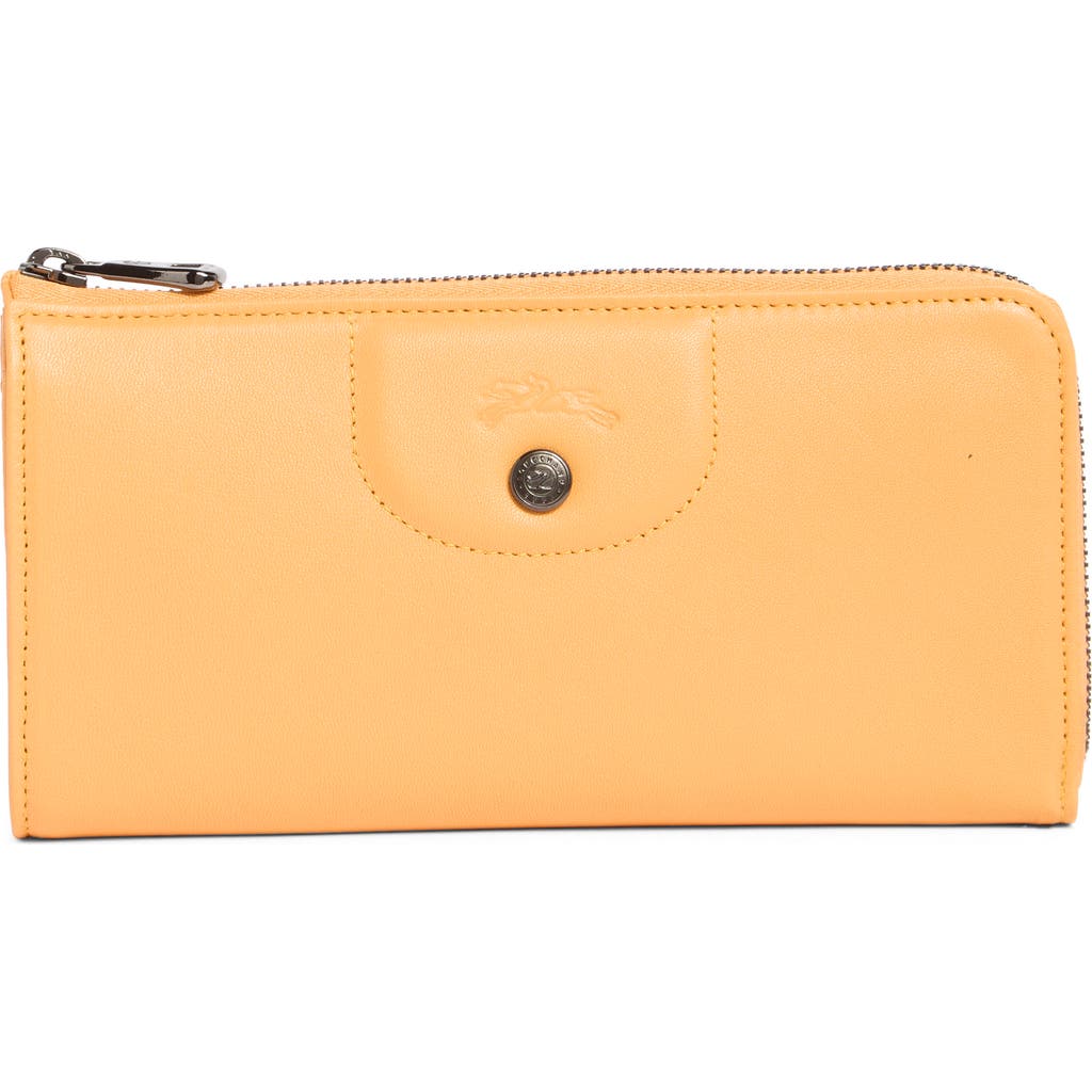 Longchamp Le Pilage Cuir Zip Wallet In Orange