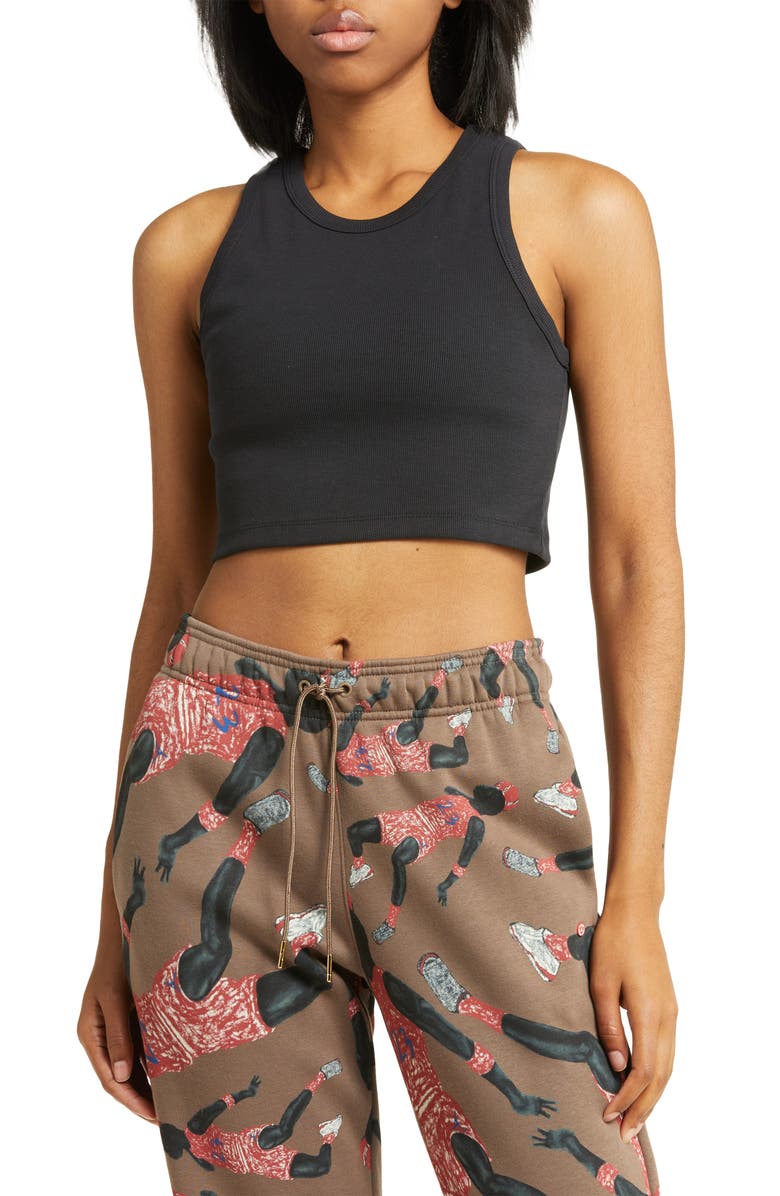 Jordan Crop Cotton Blend Tank Top, Main, color, Black