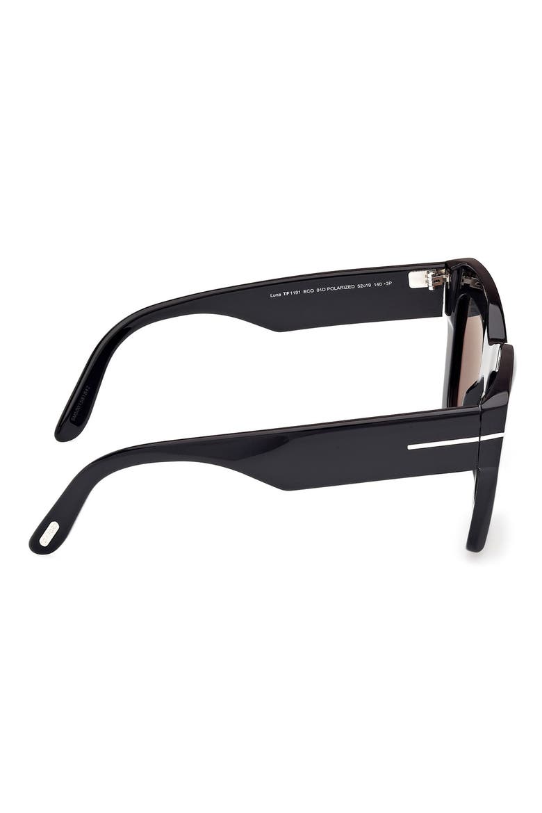 Luna 52mm Butterfly Sunglasses, Alternate, color, SHINY BLACK/ ECO/ LENSES