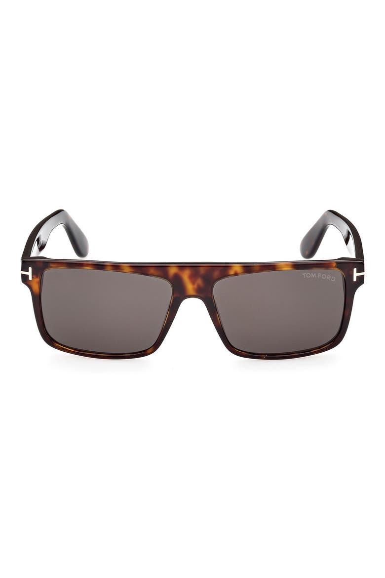 58mm Rectangle Sunglasses, Main, color, DARK HAVANA / SMOKE