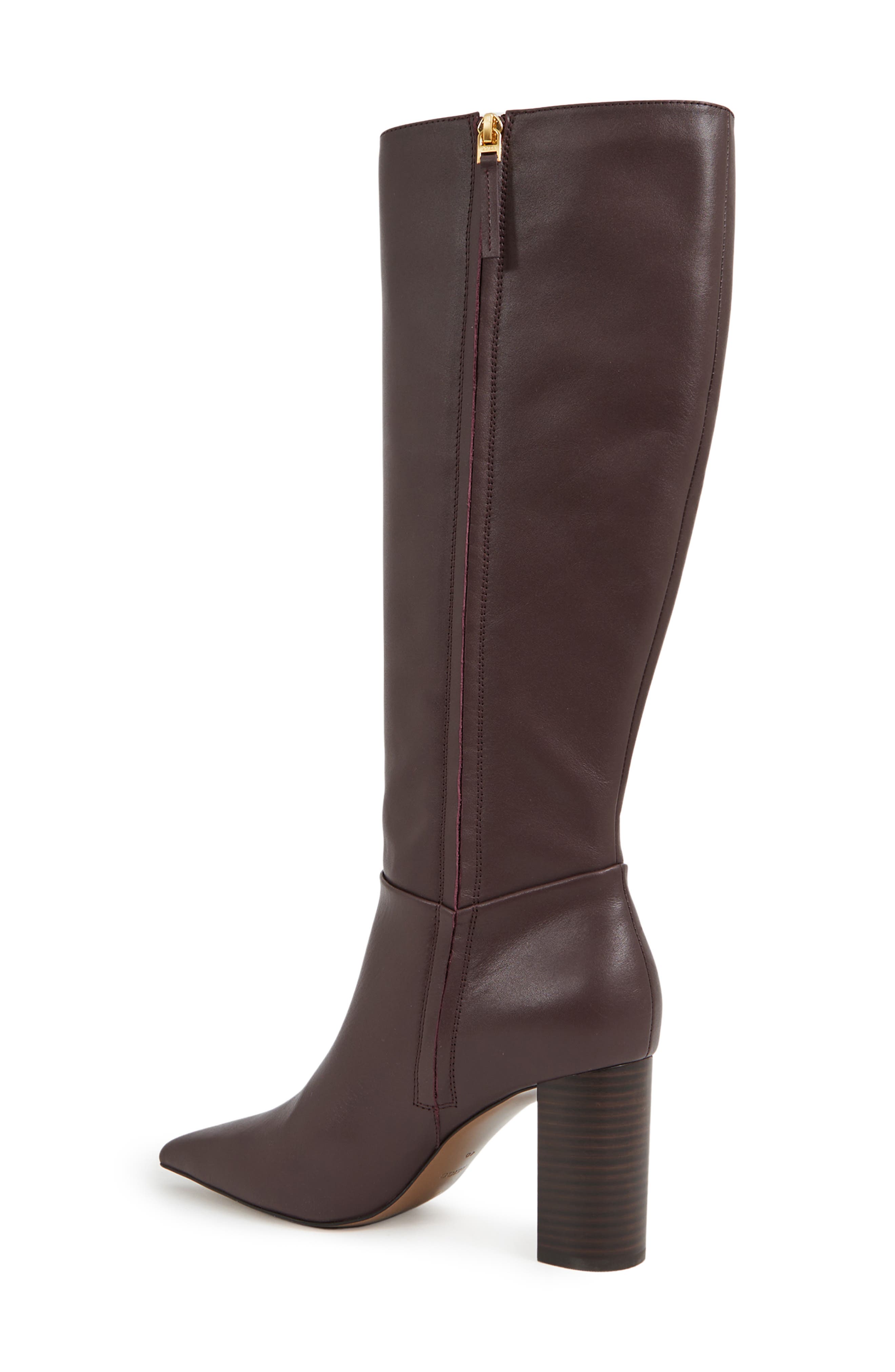 Reiss Bianca Pointed Toe Knee High Boot, Alternate, color, Burgundy