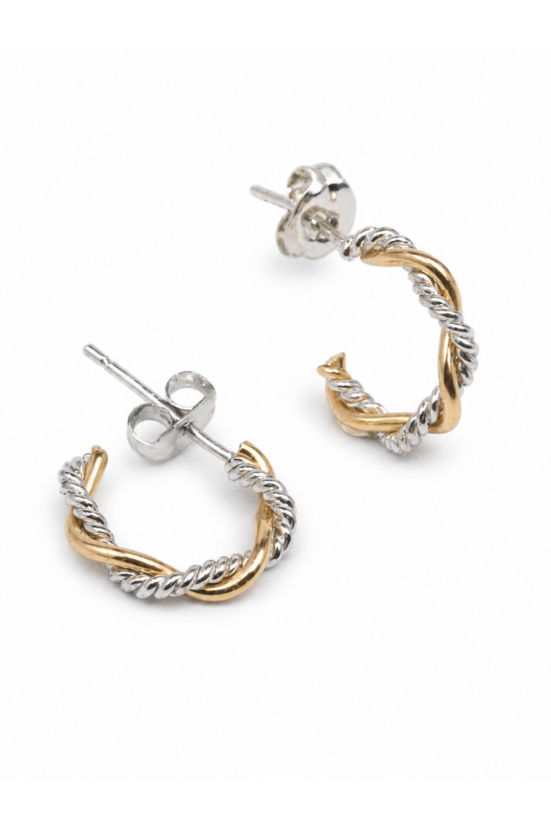 Faye Two-Tone Braided Mini Hoops, Main, color, Gold