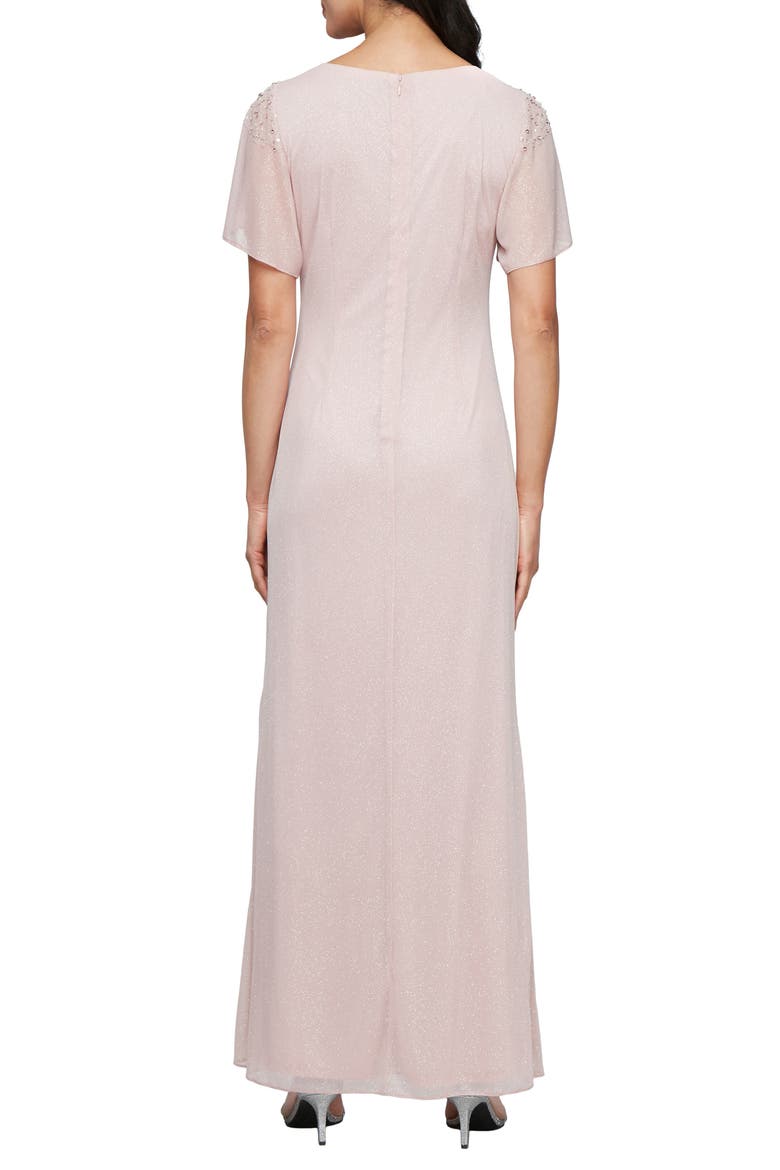 Sparkle Embellished Shoulder Gown, Alternate, color, BLUSH