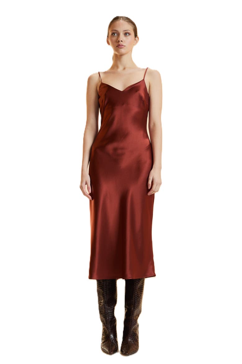 Satin Slip Dress, Main, color, Rust