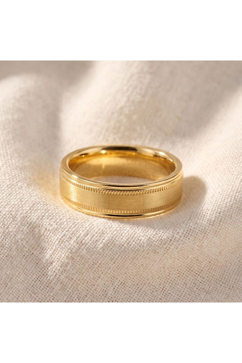 Men's 6.5MM Matte Titanium Ring Gold Comfort Fit Wedding Band, Alternate, color, Titanium