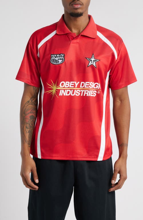 Obey Sonic Vibration Soccer Jersey In Red Multi