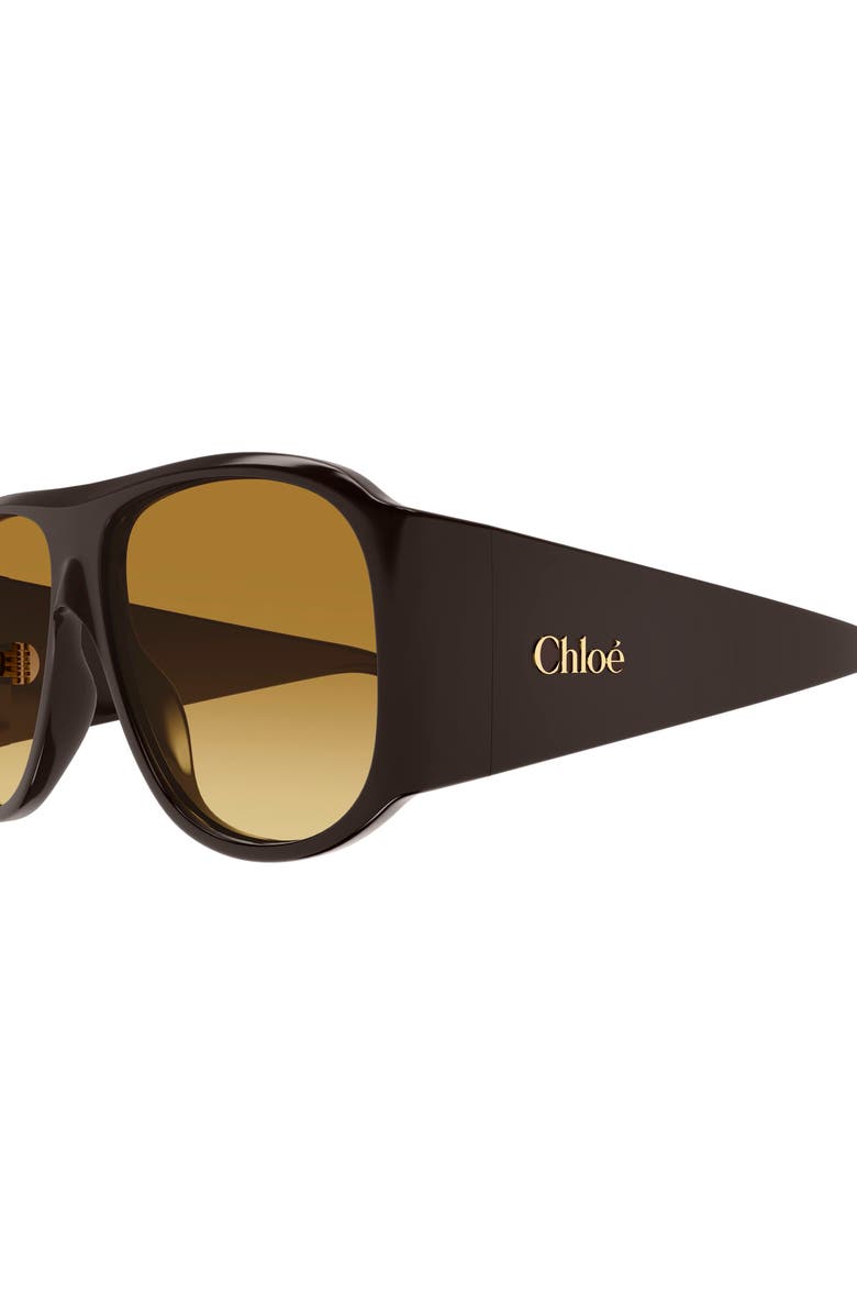 Chloé 60mm Gradient Navigator Sunglasses, Alternate, color, Brown