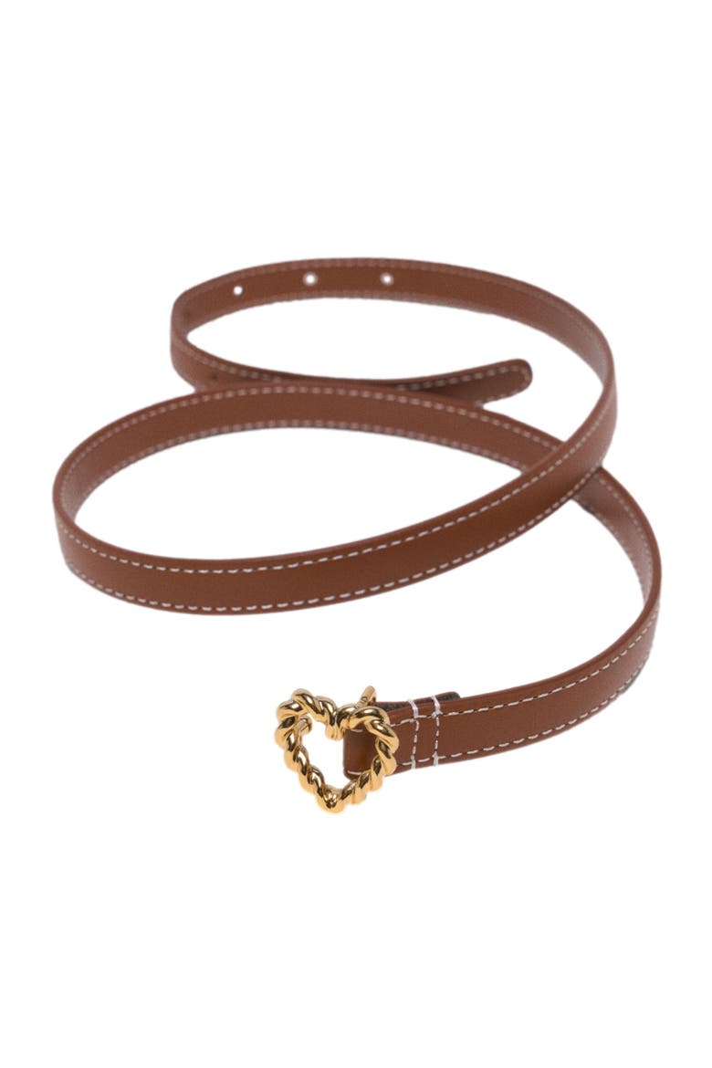 Slim heart belt, Alternate, color, Camel