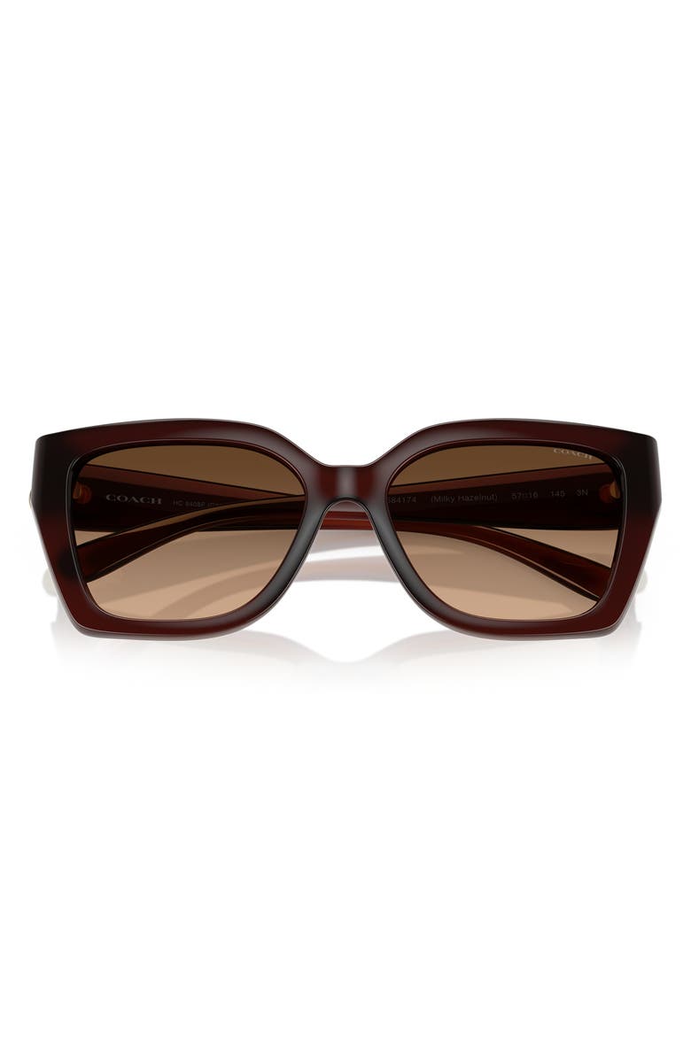 COACH 57mm Gradient Square Sunglasses, Main, color, Brown Grad