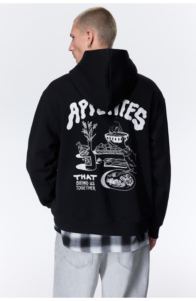 H&M Relaxed Fit Printed Hoodie, Alternate, color, Black/Appetites