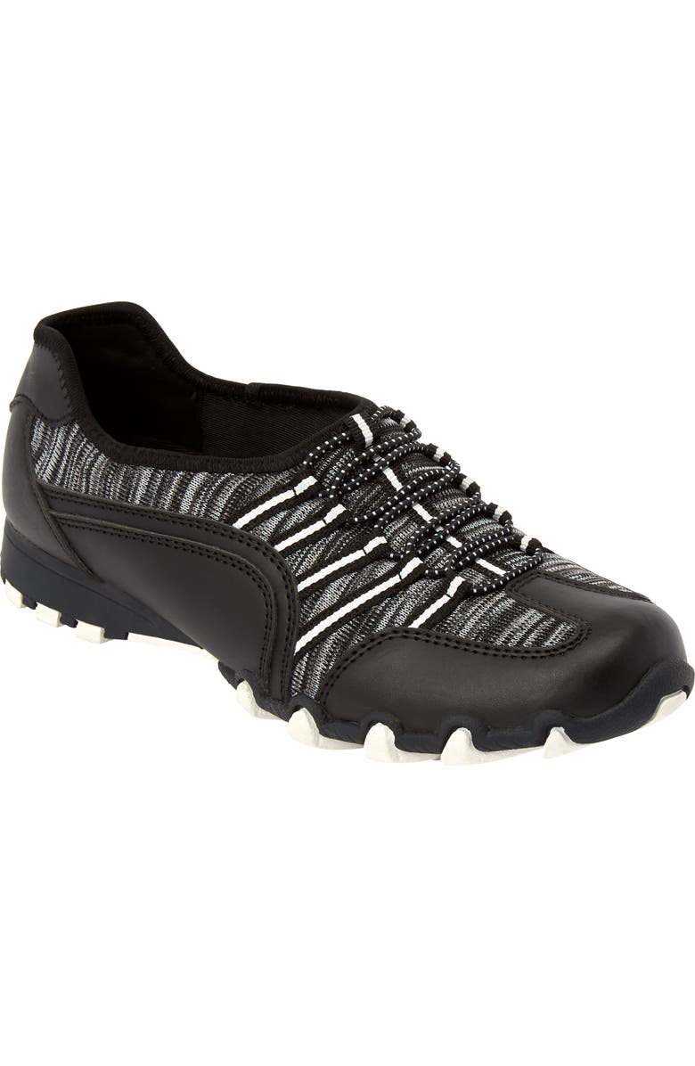 Comfortview CV Sport Tory Textured Knit Slip On Sneaker, Main, color, Black Grey