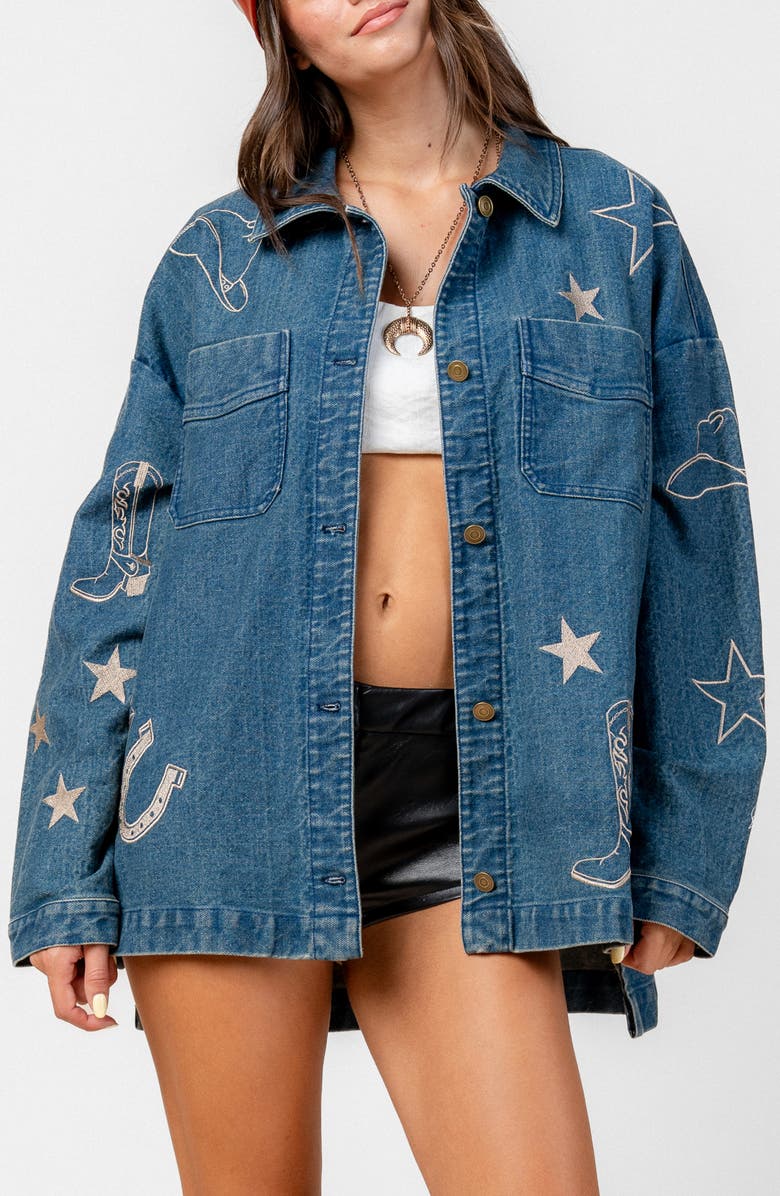 Beivy Embroidered Oversize Denim Jacket, Main, color,