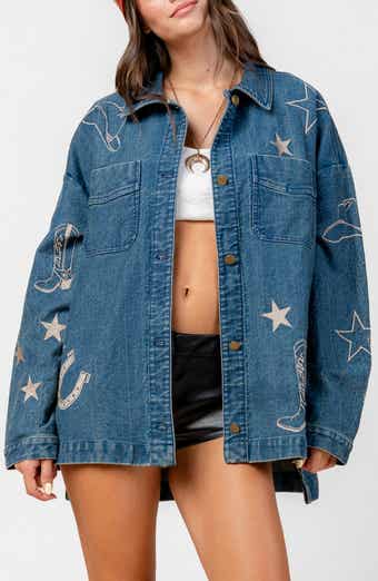 Beivy Embroidered Oversize Denim Jacket