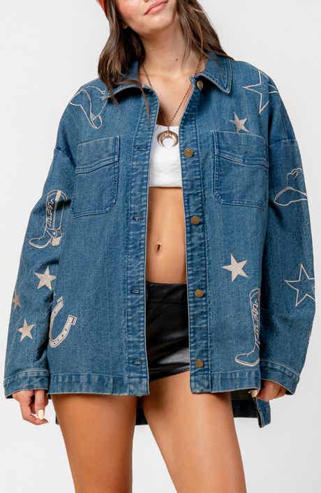 Beivy Embroidered Oversize Denim Jacket