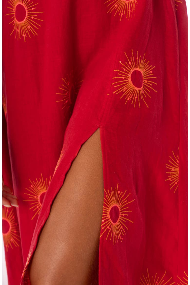 Eclipse Remi Linen Cover-Up Midi Sundress, Alternate, color, RED