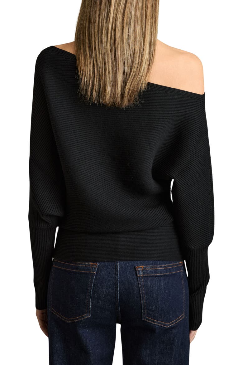Lorna Off the Shoulder Rib Sweater, Alternate, color, BLACK
