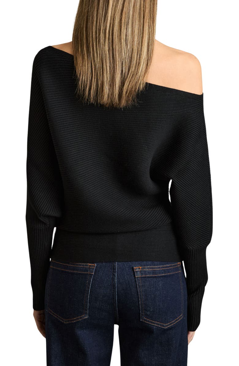 Reiss Lorna Off the Shoulder Rib Sweater, Alternate, color, Black