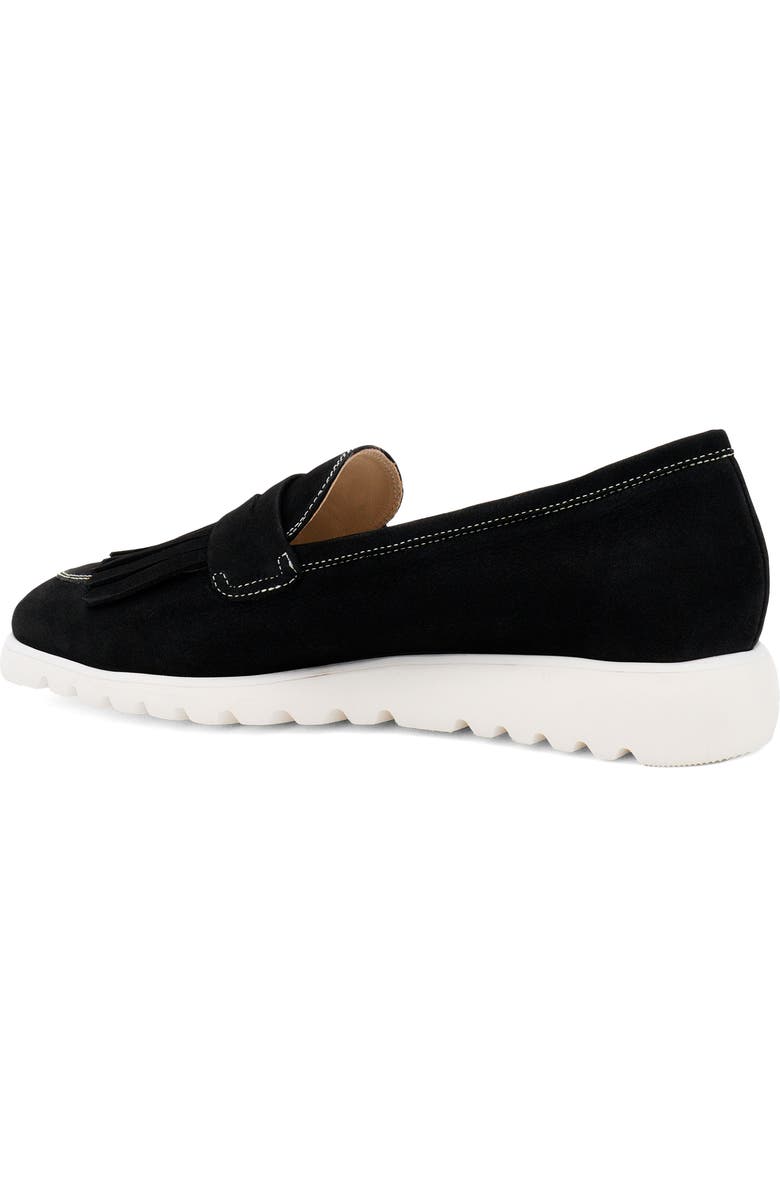 Amalfi by Rangoni Elemento Fringe Penny Loafer, Alternate, color, Nero Long Beach