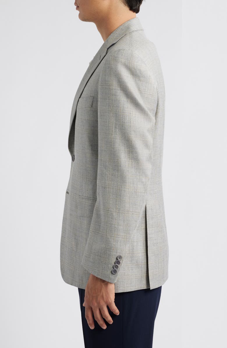Canali Siena Regular Fit Plaid Mélange Wool & Silk Blend Sport Coat, Alternate, color, Light Grey